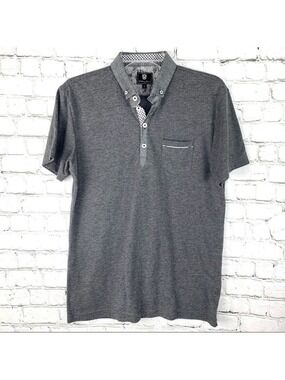 EUC-STEEL & Jelly London Short Sleeve, Pocket, Collar Two Tone Gray Polo Shirt